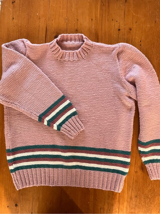 Handmade Sweaters - Handmade 90s Rose, Teal, Ivory, and Dark Dusty Rose Mock Neck Sweater